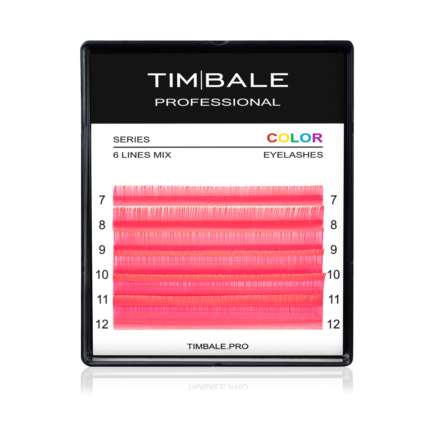 Ресницы неоновые цветные TimBale Neon Red, Красные, Микс 6 линий